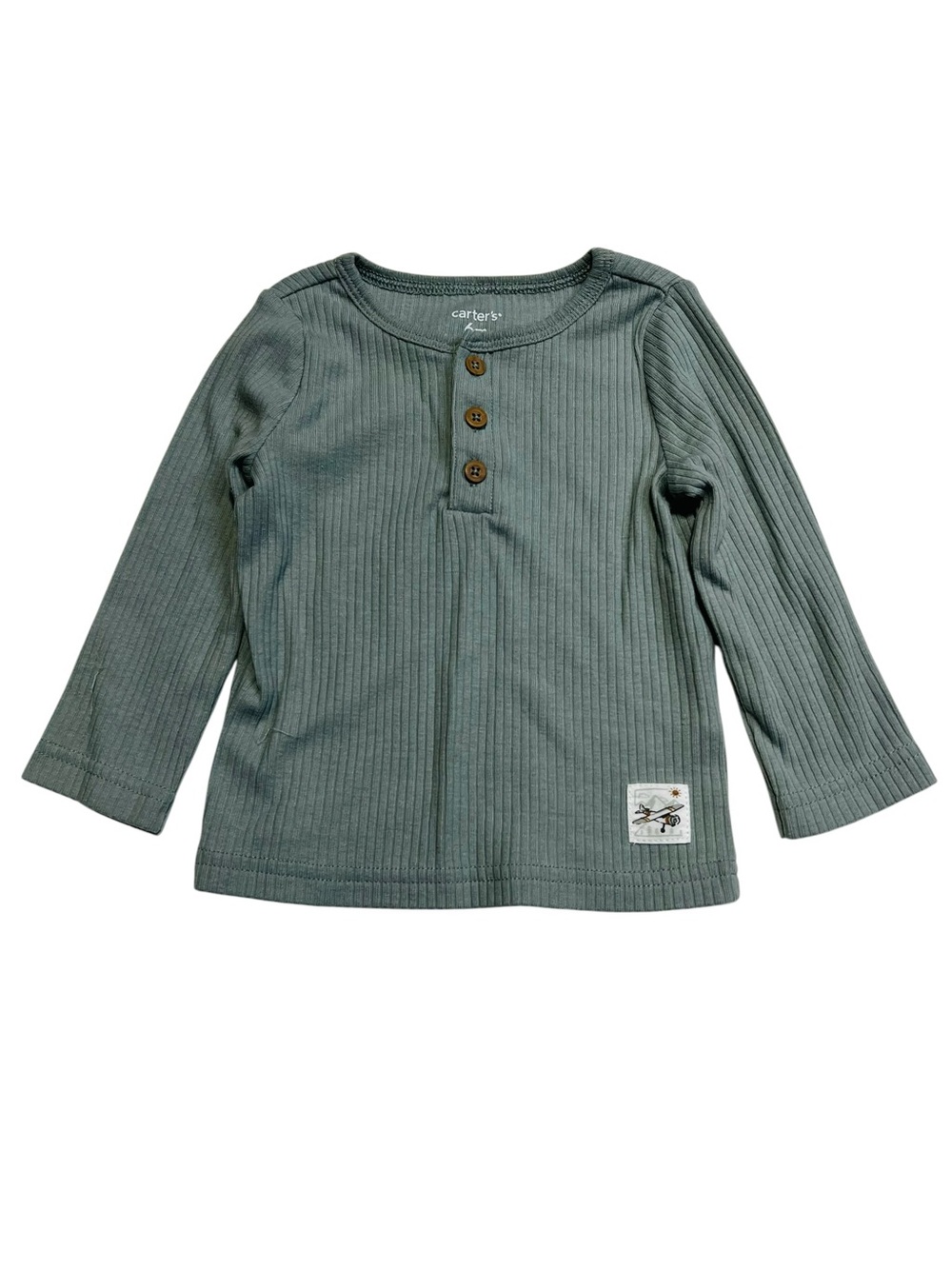 Carter's baby boys 6‎ M Ribbed Henley Top in Sage Green